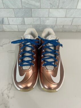 Nike Zoom Bronze Low-Top Sneakers with Blue Laces